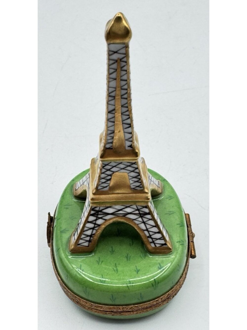 Limoges Eiffel Tower Porcelain Trinket Box Hand Painted Peint Main Signed - Picture 4 of 9
